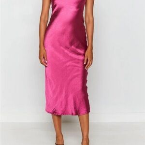 Beginning Boutique Fuchsia Midi Dress